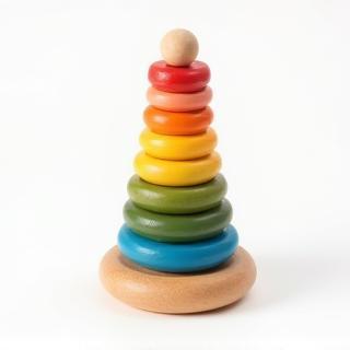 Handmade wooden stacking rings toy